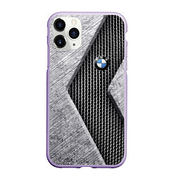 Чехол iPhone 11 Pro матовый BMW - emblem - metal - texture, цвет: 3D-светло-сиреневый