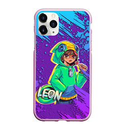 Чехол iPhone 11 Pro матовый BRAWL STARS LEON, цвет: 3D-розовый