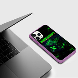Чехол iPhone 11 Pro матовый MINECRAFT, цвет: 3D-фиолетовый — фото 2