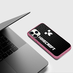 Чехол iPhone 11 Pro матовый MINECRAFT МАЙНКРАФТ, цвет: 3D-малиновый — фото 2