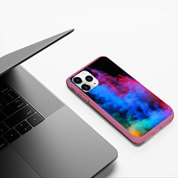 Чехол iPhone 11 Pro матовый КРАСКИ, цвет: 3D-малиновый — фото 2