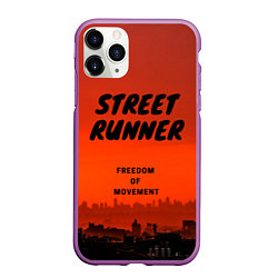 Чехол iPhone 11 Pro матовый Street runner, цвет: 3D-фиолетовый