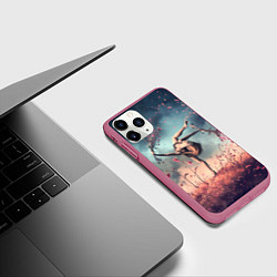 Чехол iPhone 11 Pro матовый Танцующая с цветами ведьма, цвет: 3D-малиновый — фото 2