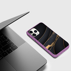 Чехол iPhone 11 Pro матовый Black gold, цвет: 3D-фиолетовый — фото 2