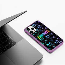 Чехол iPhone 11 Pro матовый FORTNITE MARSHMELLO, цвет: 3D-фиолетовый — фото 2