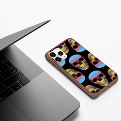 Чехол iPhone 11 Pro матовый Neon skull!, цвет: 3D-коричневый — фото 2