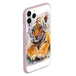 Чехол iPhone 11 Pro матовый Tiger Art, цвет: 3D-розовый — фото 2