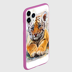 Чехол iPhone 11 Pro матовый Tiger Art, цвет: 3D-фиолетовый — фото 2