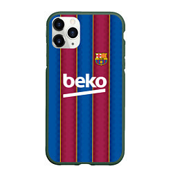 Чехол iPhone 11 Pro матовый FC Barcelona 2021, цвет: 3D-темно-зеленый