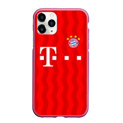 Чехол iPhone 11 Pro матовый FC Bayern Munchen, цвет: 3D-малиновый