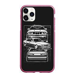 Чехол iPhone 11 Pro матовый BMW, цвет: 3D-малиновый