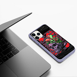Чехол iPhone 11 Pro матовый Венерина мухоловка в черепе, цвет: 3D-светло-сиреневый — фото 2