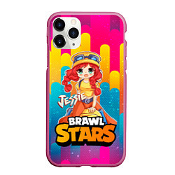 Чехол iPhone 11 Pro матовый Jessie Brawl Stars anime style, цвет: 3D-малиновый
