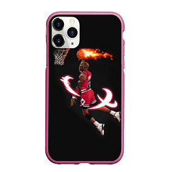 Чехол iPhone 11 Pro матовый MICHAEL JORDAN, цвет: 3D-малиновый