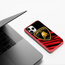 Чехол iPhone 11 Pro матовый Lamborghini, цвет: 3D-красный — фото 2