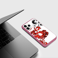 Чехол iPhone 11 Pro матовый Клинок, рассекающий демонов, цвет: 3D-малиновый — фото 2