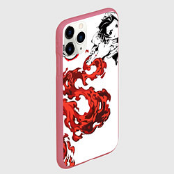 Чехол iPhone 11 Pro матовый Клинок, рассекающий демонов, цвет: 3D-малиновый — фото 2