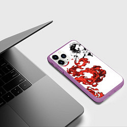 Чехол iPhone 11 Pro матовый Клинок, рассекающий демонов, цвет: 3D-фиолетовый — фото 2