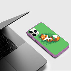 Чехол iPhone 11 Pro матовый Удачливый лис, цвет: 3D-фиолетовый — фото 2