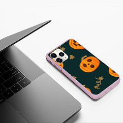 Чехол iPhone 11 Pro матовый Осенние тыквы, цвет: 3D-розовый — фото 2