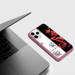 Чехол iPhone 11 Pro матовый Японские надписи, цвет: 3D-малиновый — фото 2