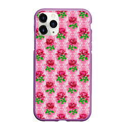 Чехол iPhone 11 Pro матовый Декор из нежных роз, цвет: 3D-фиолетовый