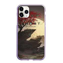 Чехол iPhone 11 Pro матовый Ghost of Tsushima, цвет: 3D-светло-сиреневый