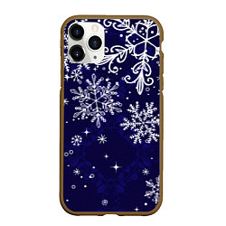 Чехол iPhone 11 Pro матовый Новогодние снежинки