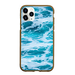 Чехол iPhone 11 Pro матовый Вода волны пена море, цвет: 3D-коричневый