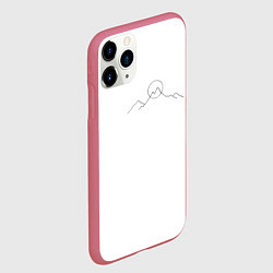 Чехол iPhone 11 Pro матовый Минимализм силуэт горы, цвет: 3D-малиновый — фото 2