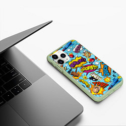 Чехол iPhone 11 Pro матовый Pop art comics, цвет: 3D-салатовый — фото 2