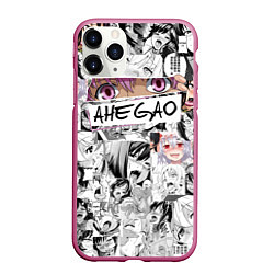 Чехол iPhone 11 Pro матовый Ахегао Ahegao, цвет: 3D-малиновый