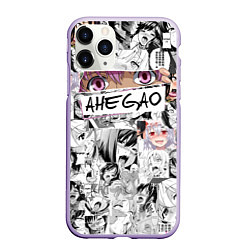 Чехол iPhone 11 Pro матовый Ахегао Ahegao, цвет: 3D-светло-сиреневый