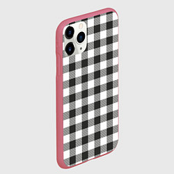 Чехол iPhone 11 Pro матовый Черно-белая клетка, цвет: 3D-малиновый — фото 2