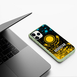 Чехол iPhone 11 Pro матовый КАЗАХСТАН KAZAKHSTAN, цвет: 3D-салатовый — фото 2