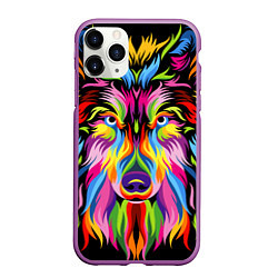 Чехол iPhone 11 Pro матовый Neon wolf, цвет: 3D-фиолетовый