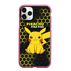 Чехол iPhone 11 Pro матовый Pikachu Pika Pika, цвет: 3D-малиновый