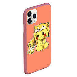 Чехол iPhone 11 Pro матовый Pikachu Pika Pika, цвет: 3D-малиновый — фото 2