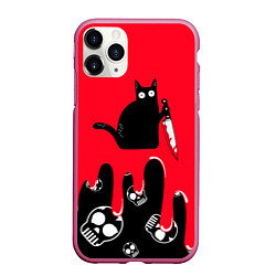 Чехол iPhone 11 Pro матовый WHAT CAT, цвет: 3D-малиновый