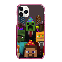 Чехол iPhone 11 Pro матовый Minecraft - characters - video game, цвет: 3D-малиновый