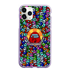 Чехол iPhone 11 Pro матовый Among Us SHHHHHHH!, цвет: 3D-светло-сиреневый