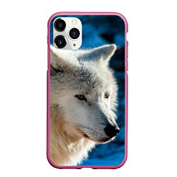 Чехол iPhone 11 Pro матовый Волк на черном фоне