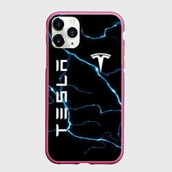 Чехол iPhone 11 Pro матовый TESLA, цвет: 3D-малиновый