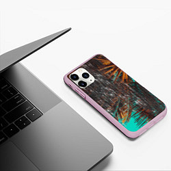 Чехол iPhone 11 Pro матовый Palm glitch art, цвет: 3D-розовый — фото 2