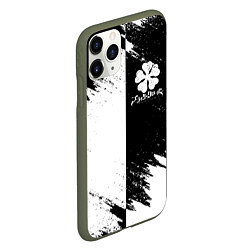 Чехол iPhone 11 Pro матовый ЧЁРНЫЙ КЛЕВЕР BLACK CLOVER, цвет: 3D-темно-зеленый — фото 2