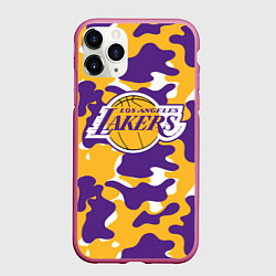 Чехол iPhone 11 Pro матовый LA LAKERS ЛЕЙКЕРС, цвет: 3D-малиновый