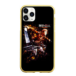 Чехол iPhone 11 Pro матовый Атака на титанов, цвет: 3D-желтый