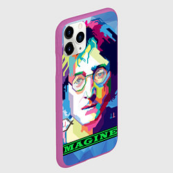 Чехол iPhone 11 Pro матовый Джон Леннон Imagine, цвет: 3D-фиолетовый — фото 2