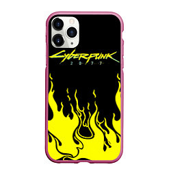 Чехол iPhone 11 Pro матовый CYBERPUNK 2077, цвет: 3D-малиновый