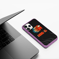 Чехол iPhone 11 Pro матовый Among us, цвет: 3D-фиолетовый — фото 2